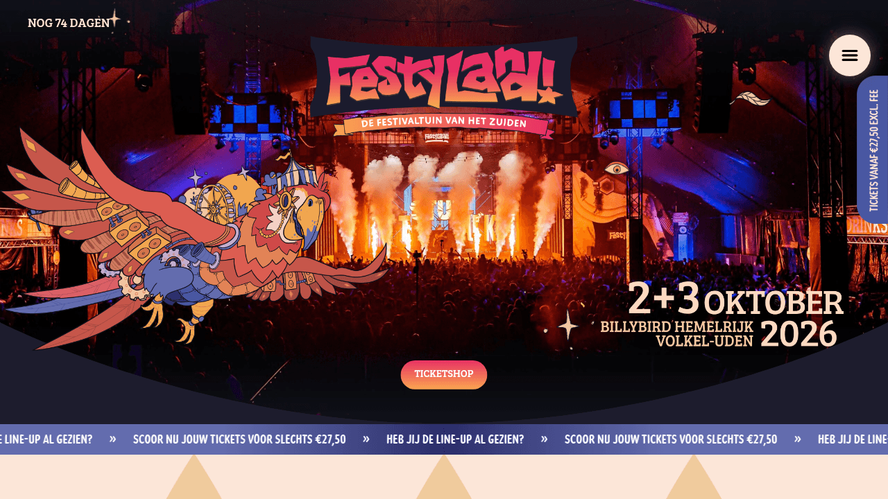Screenshot of https://festyland.nl