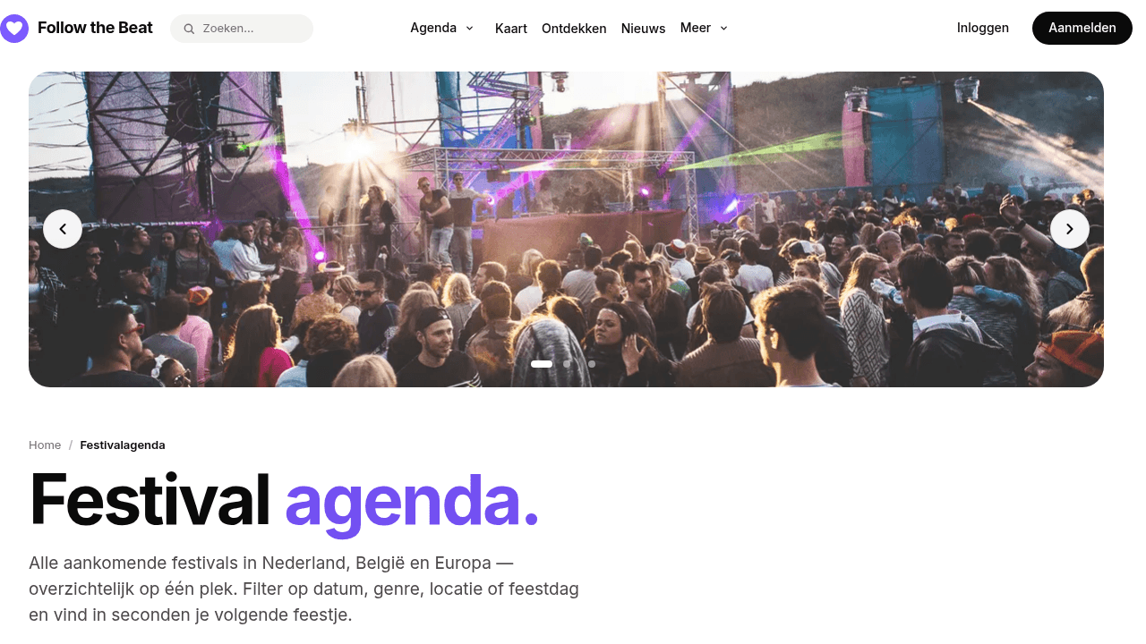 Screenshot of https://followthebeat.nl/agenda