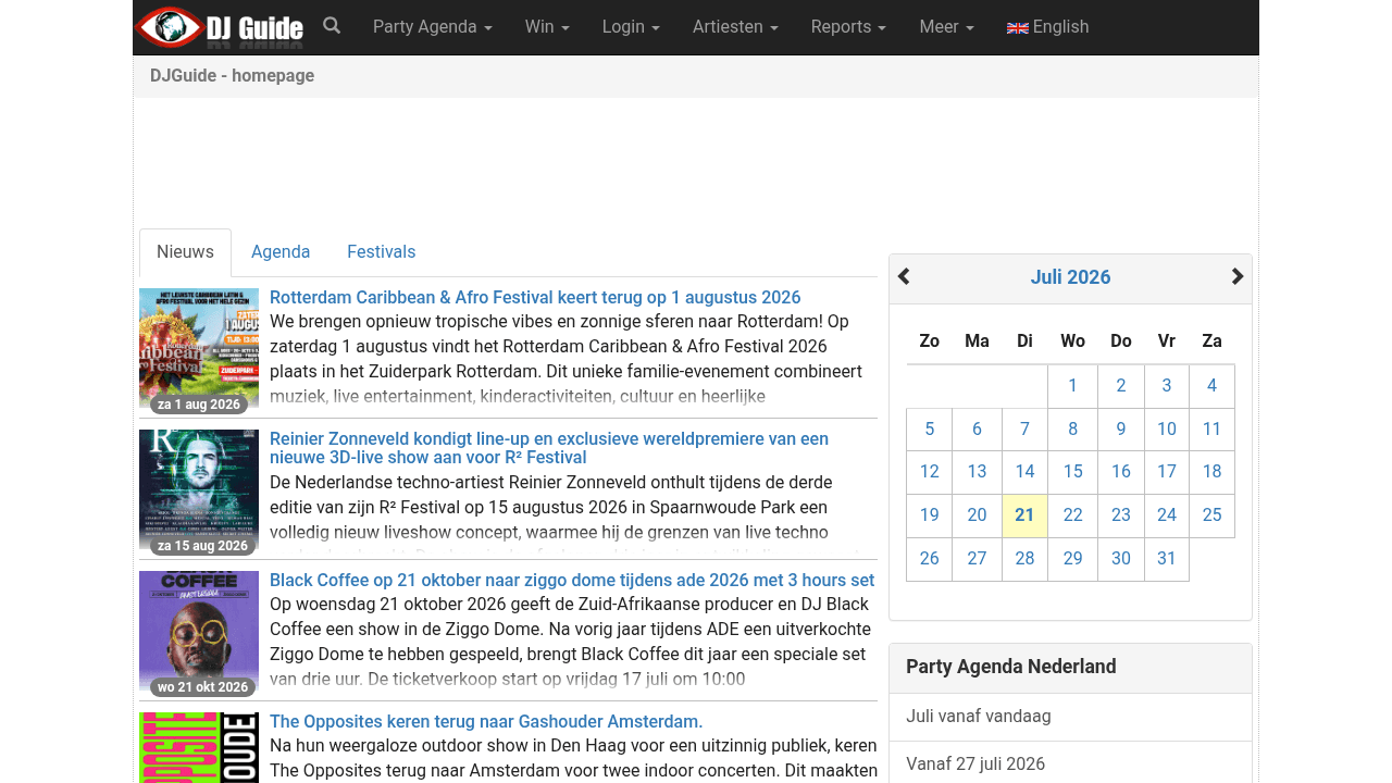 Screenshot of https://djguide.nl
